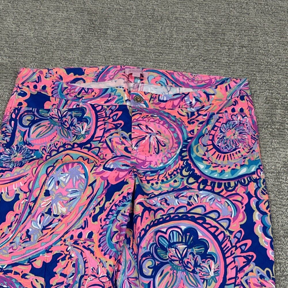 Lilly Pulitzer Kelly Pants Womens 12 Drop Me a Lime Blue Pink Resort Vacation - Picture 2 of 8